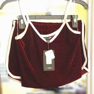 Fashion Nova She's a Flirt Velvet Short Set size M